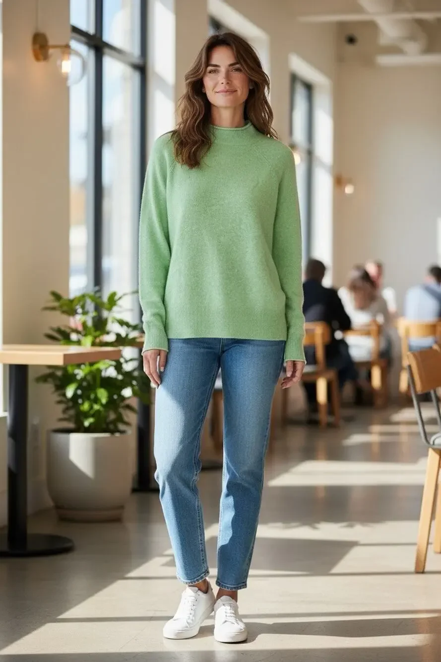 J.Crew Green Roll-Neck Supersoft Yarn Sweater Womens Sz Medium Alpaca Blend Knit